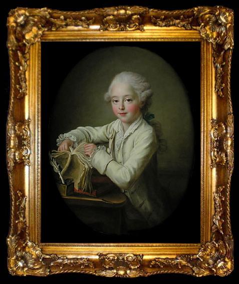 framed  Francois-Hubert Drouais Portrait of marquis de Briges, aged 7, ta009-2